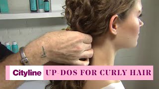 Hair Tutorial A Quick Easy and Messy Updo for Curly Hair [upl. by Ccasi]