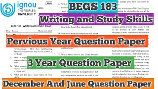 BEGS 183 Pervious Year Question Paper BEGS 183 Important Question BEGS 183 Writing And Study Skills [upl. by Enilaf]