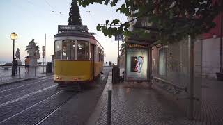 Portugal Lisbon tram 28 sunrise ride from Rua da Palma to Largo Portas do Sol [upl. by Hayton]