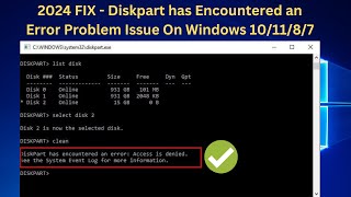 ✅ 2024 FIX  Diskpart has Encountered an Error Problem Issue On Windows 101187 [upl. by Ortrude914]