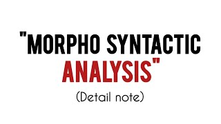 Linguistics Morpho Syntactic Analysis notes and short questions ENG206 semester4 pu [upl. by Janella]