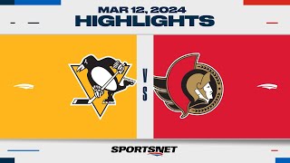 NHL Highlights  Penguins vs Senators  March 12 2024 [upl. by Siddon448]