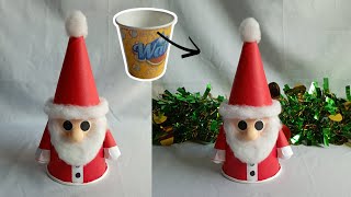 Paper Cup Santa Claus  How to Make Santa Claus  Christmas Craft  NK Creation Noorjahan [upl. by Eardna795]