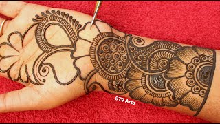 Very beautiful stylish front hand mehandi ka design  easy mehendi design  Simple wedding mehndi [upl. by Anelet]