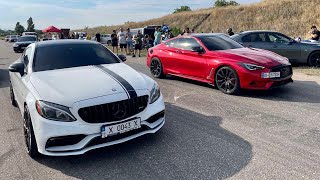 ЛЮТАЯ Infiniti Q60 RED Sport vs Audi RS Q3 stage 3 и Mercedes C43 AMG [upl. by Allesiram]