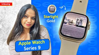 Apple Watch Series 9 Unboxing  Starlight Gold [upl. by Ennazor]