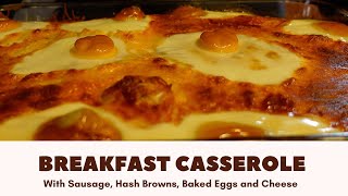 Loaded Breakfast Casserole With Sausage Hashbrowns Baked Eggs On top CheeseOnions Tomatoes [upl. by Wende442]