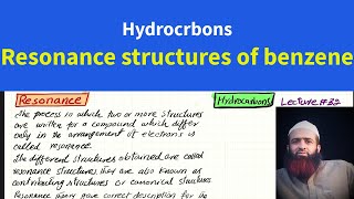 Resonance Resonance structures of benzene Hydrocarbons Lecture 32 urduhindi [upl. by Nonah]