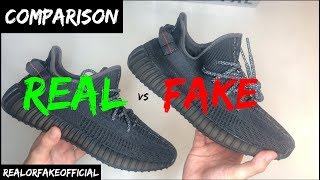 ADIDAS YEEZY 350 BOOST V2 BLACK STATIC COMPARISON REAL VS FAKE [upl. by Suolkcin]