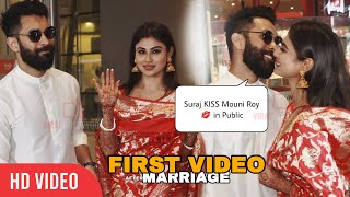 Newly Married Couple Mouni Roy with husband Suraj Nambiar arrives in Mumbai  Cutest Moment  Kiss [upl. by Amyas]