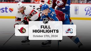 Senators at Avalanche  October 27 2024  NHL Full Game Highlights [upl. by Rocca]