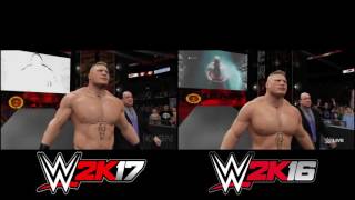 WWE 2K17 VS WWE 2K16  Brock Lesnar Entrance With Paul Heyman Side by Side Comparison [upl. by Durston]