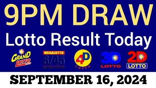 Lotto Result Today 9pm Draw September 16 2024 Swertres Ez2 PCSO Live Result [upl. by Brunn807]