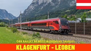 Cab Ride Klagenfurt  Vienna Part1 ÖBB Klagenfurt  Leoben Austria train drivers view 4K [upl. by Aicena]