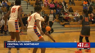 HIGHLIGHTS Central boys face Northeast in GHSA Region 2AA tourney [upl. by Nehtanhoj42]