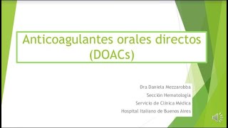 Anticoagulantes orales directos DOACs [upl. by Jeaz150]