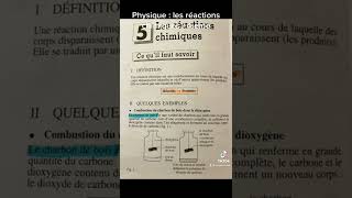 Physique  cours 4eme 51 Les réactions chimiques  exemples Bac 2024 momaschoolshort [upl. by Ailugram]