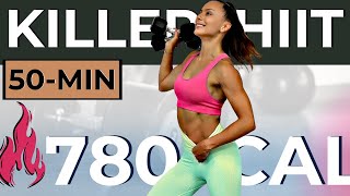 60MIN KILLER HIIT WORKOUT WITH WEIGHTS total body sculpting fast weight loss afterburn  abs [upl. by Lemrej]