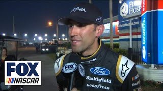 Aric Almirola comments on that lastlap wreck  2018 DAYTONA 500  NASCAR on FOX [upl. by Aninay]