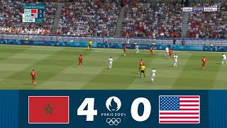 Morocco vs USA 40  Mens Olympic Football Tournament Paris 2024  Match Highlights [upl. by Sidnala]