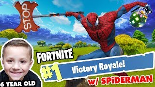 1 FORTNITE DUO SPIDERMAN amp 6 YEAR OLD CHASE VICTORY ROYALE Battle Royale Duos 0 Kills Win [upl. by Edward]