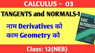 Tangents and Normals  Application of Derivatives  Calculus03  Class12NEB  Shashi Sir [upl. by Aisats]