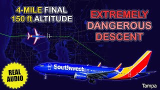 Extremely dangerous descent to 150 ft Low altitude alert at Tampa Real ATC [upl. by Enenaej]