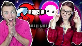 HER FIRST DEATH BATTLE IS SUS Reacting to quotAmong Us vs Fall Guysquot Death Battle with Kirby [upl. by Ruhnke]