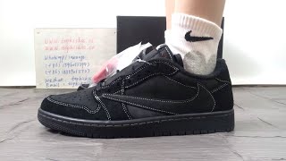 Travis Scott x Air Jordan 1 Low OG Black Phantom On Foot Review [upl. by Anidam]