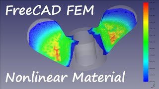 FreeCAD FEM Tutorial plastische Verformung einer Flügelmutter nichtlineares Material [upl. by Lehrer]