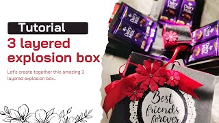 How to make explosion box  3 layered explosion box  diy explosion box 🎁  tutorial [upl. by Thorley]