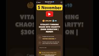 MemeFi youtube video code today 5 November  MemeFi YouTube video secret code today  crypto [upl. by Holman948]