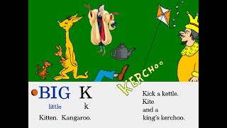 Letter K  Kitten 🐱 Kangaroo 🦘 Kicking 🦵🏻 a Kettle Kite 🪁 and a King 🤴🏻 quotKERCHOO 🤧quot [upl. by Eelah566]