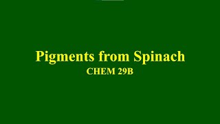 Isolation of Chlorophyll and Carotenoid Pigments from Spinach [upl. by Nerw]