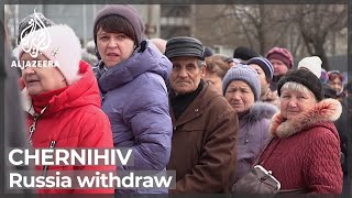 Russia withdraws from Chernihiv residents wait for aid [upl. by Annadal188]