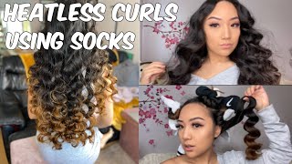 HEATLESS CURLS USING SOCKS  ELLIENA ROSE ANNE [upl. by Ylhsa936]