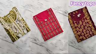 Fancy tops collection  trending tops collection  popcorn two tone material tops  latest design [upl. by Alyos]