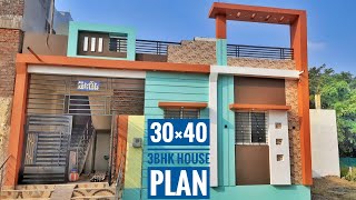 North face house plan  30×40 3bhk house plan amp design [upl. by Arriat476]