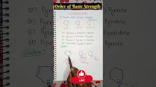 🥳 Basic Strength of Pyrrole pyridine amp piperidine 🔥🔥🔥 shorts neet jeemains iitjee boards [upl. by Birchard]