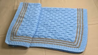 Hand Knitted blanket for babies detail tutorial [upl. by Ellimak]