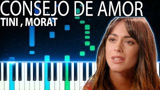 Consejo De Amor  Tini Morat  Piano Tutorial Cover  ACORDES y Letra  Instrumental Karaoke V2 [upl. by Aiz375]