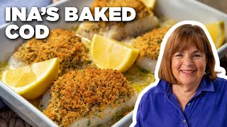 Ina Gartens Baked Cod with Garlic and Herb Ritz Crumbs  Barefoot Contessa  Food Network [upl. by Jp]