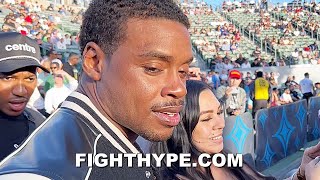 ERROL SPENCE ARRIVES TO SUPPORT JERMELL CHARLO VS BRIAN CASTANO SHRUGS SHOULDERS AT SCOUTING ENNIS [upl. by Nirihs]