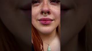 Vertical Labret Piercing with Gorgeous Gold Upgrade ✨ [upl. by Ummersen]