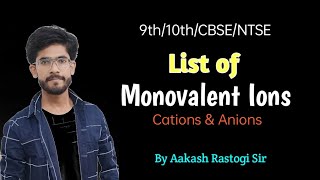 Cation  Anion  Monovalent  Chemical Formulas  By Aakash Rastogi Sir [upl. by Fielding]