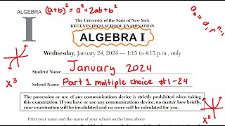 January 2024 Algebra 1 Regents Review Part 1 1 24 [upl. by Thinia468]