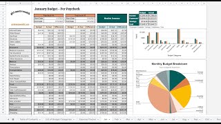 Biweekly amp Monthly Paycheck Budget Spreadsheet  Demo [upl. by Akimet685]