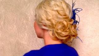 Easy curly updo hairstyle for medium long hair Wedding prom hair tutorial [upl. by Alphonso]