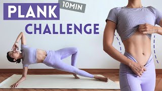 10 min Intense Plank Workout for Slim Waist Abs amp Core  No Repeat No Jumping At Home [upl. by Oralle]