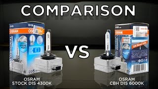 OSRAM 4300K OEM D1S vs OSRAM 6000K CBH Cool Blue Hyper D1S Bulbs by using Valeo D1 Projector [upl. by Nahtannoj]